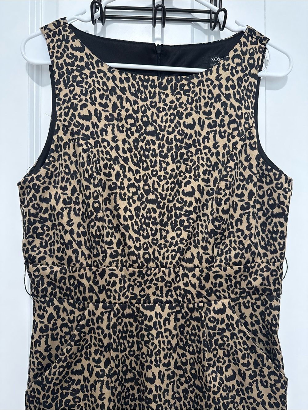 XOXO Leopard Print Midi Sheath Dress - Black & Tan - Picture 2 of 6